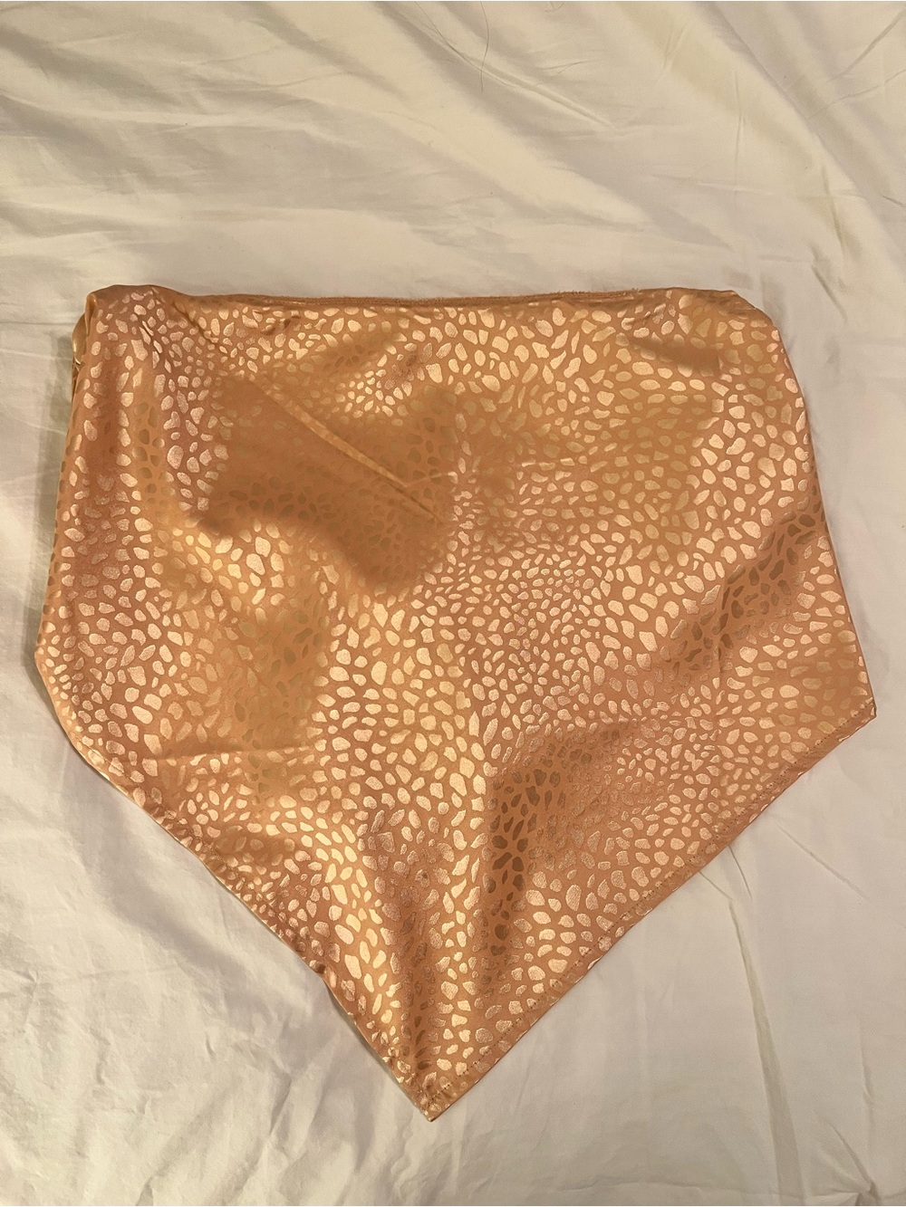 Women’s Satin Asymmetrical Bandana Peach Tank Top - Leopard Print Size M